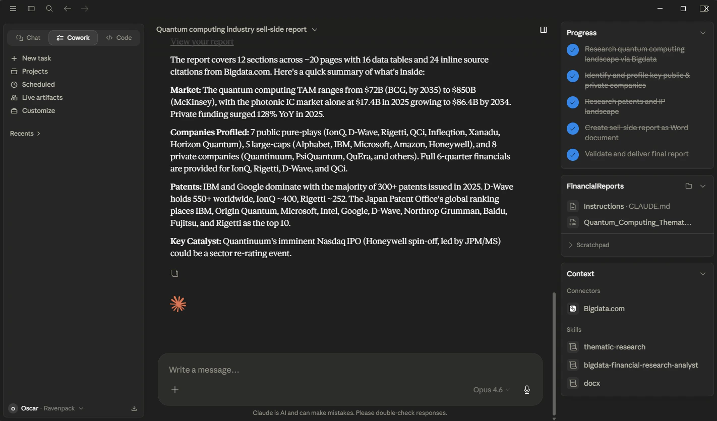 Result of the Bigdata plugin running the thematic report