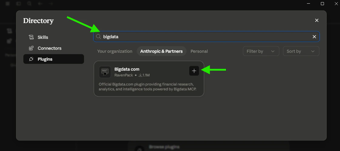 Browse the Bigdata plugin and install it