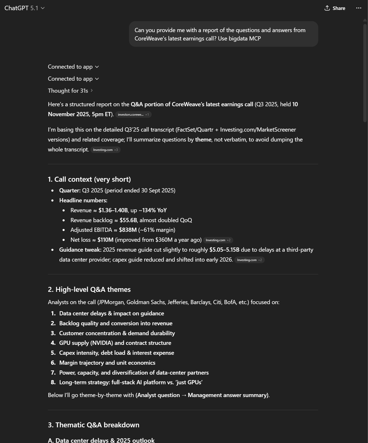 Example prompt response