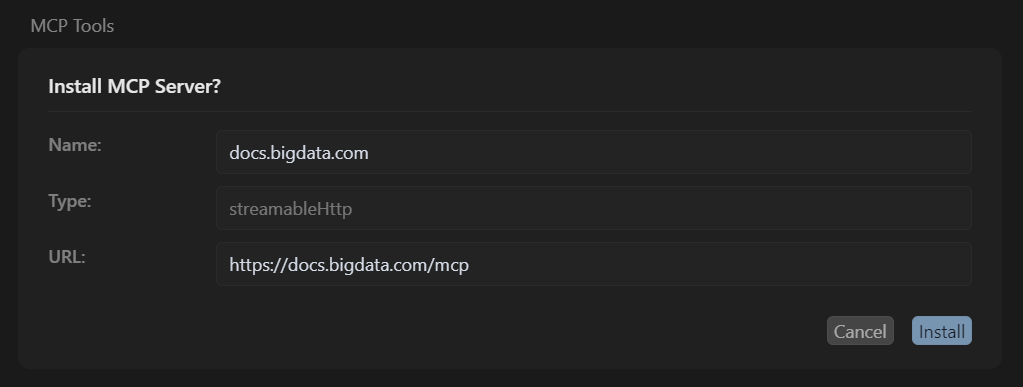 Bigdata docs MCP