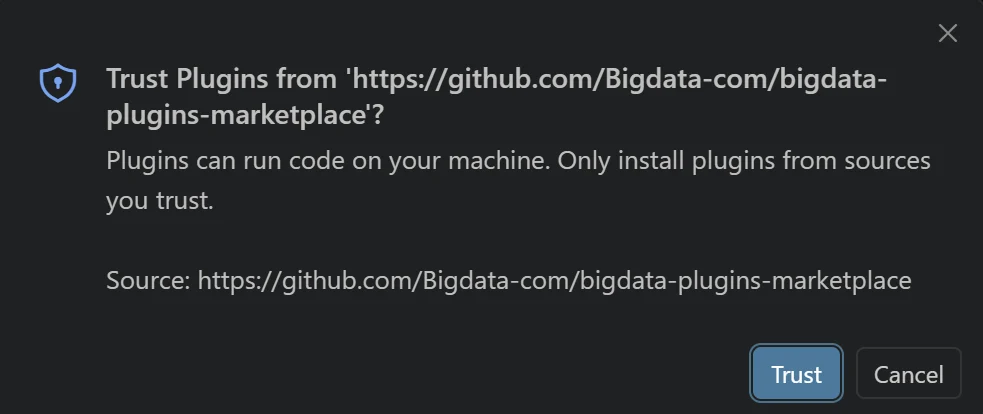 Trust the Bigdata plugin repository