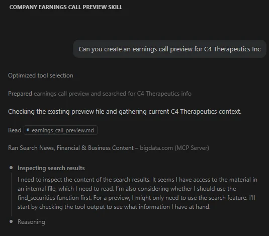 Trigger earnings call skill