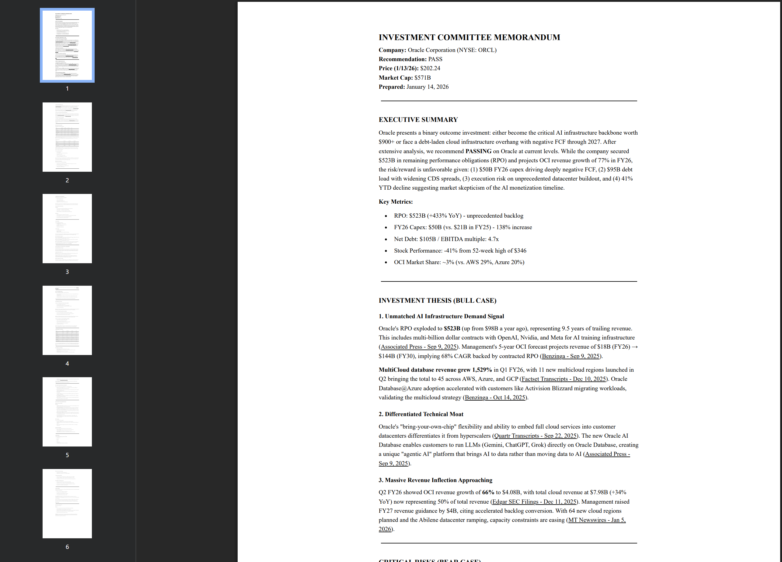Oracle Investment Memo PDF