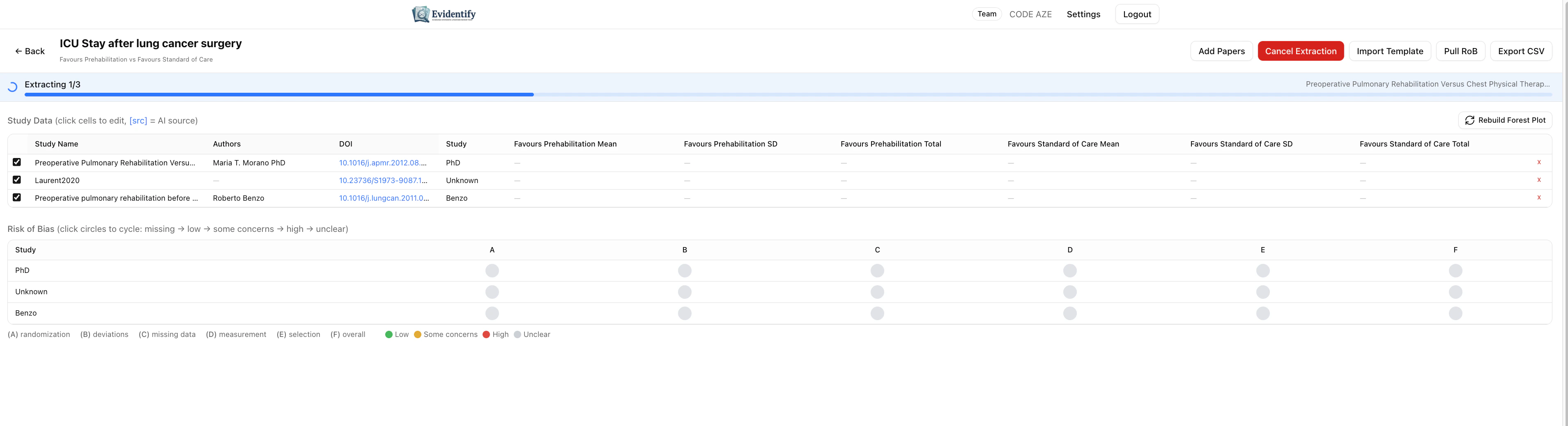 AI extracting data into meta-analysis