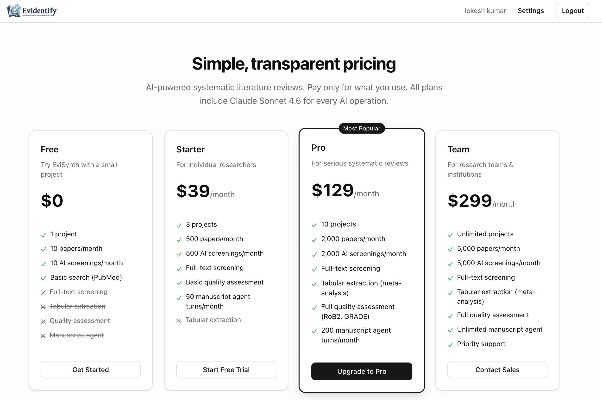 EviSyn pricing plans
