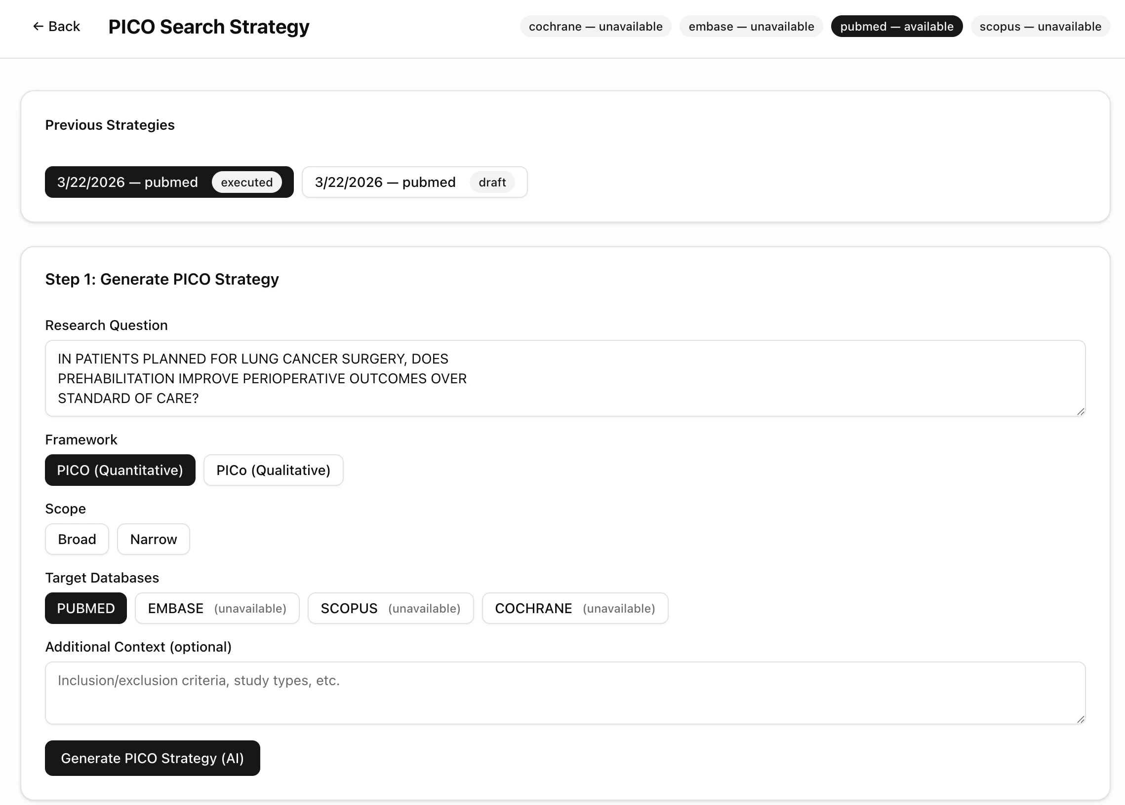Search strategy configuration