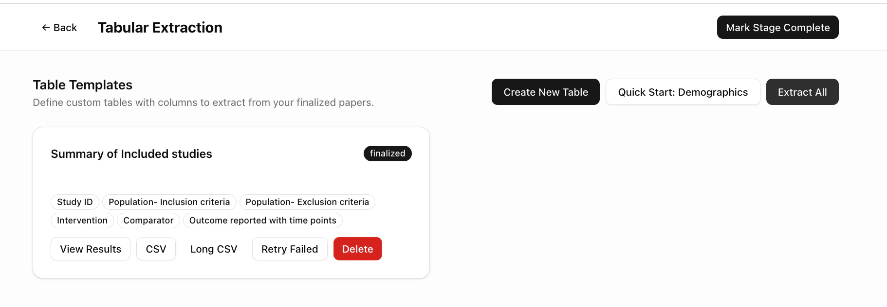 Template ready for extraction