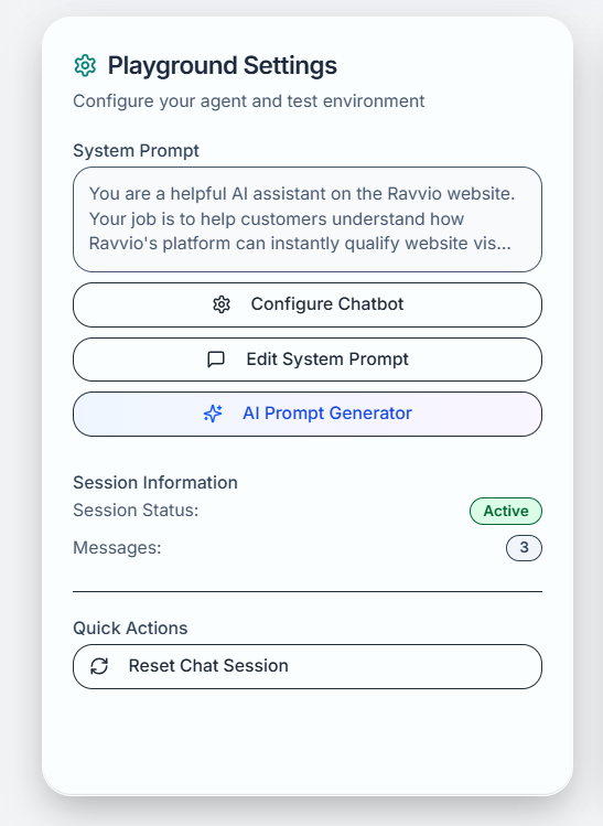 Live configuration editing panel