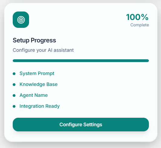 Setup progress visualization with completion indicators