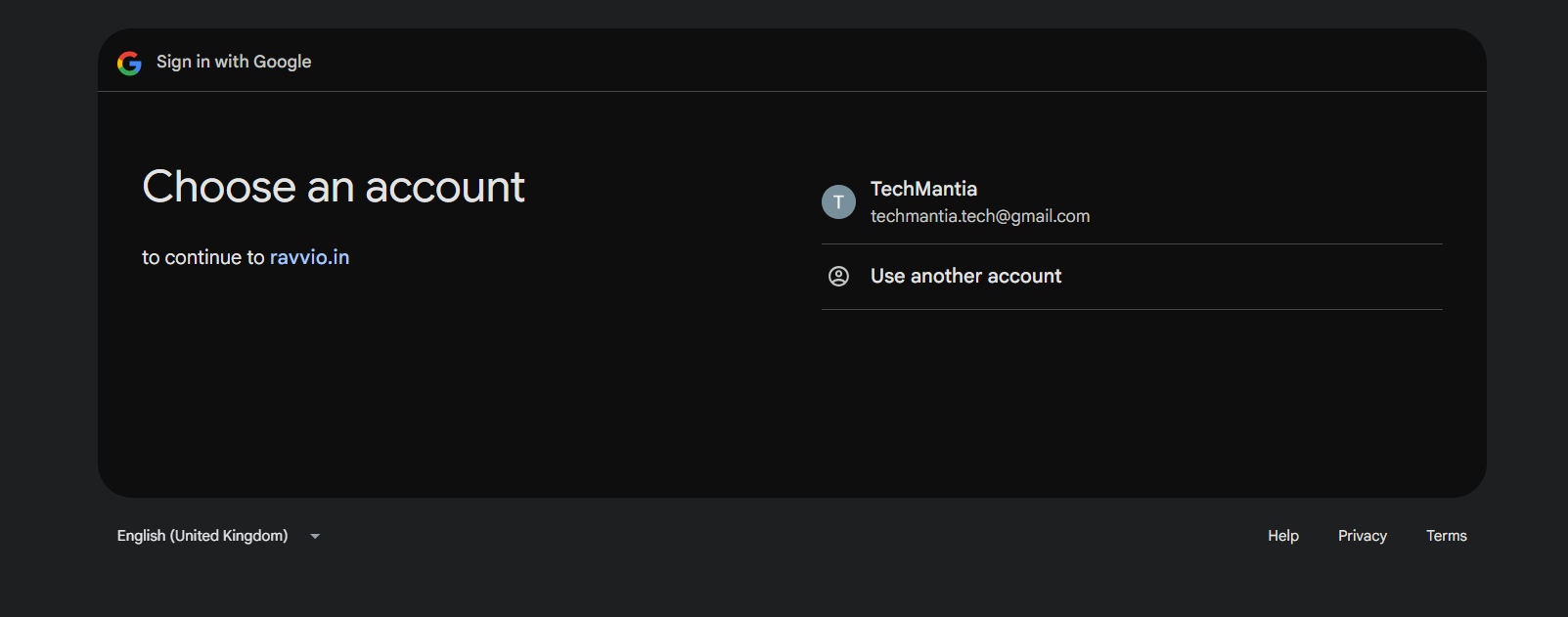 Google sign-in button and consent