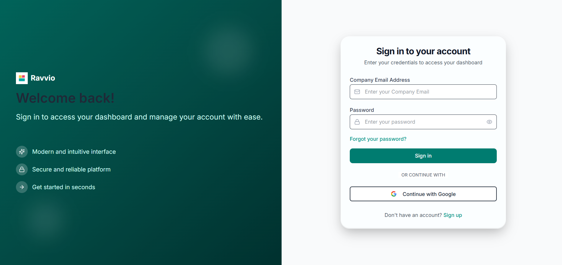 Login interface with both options