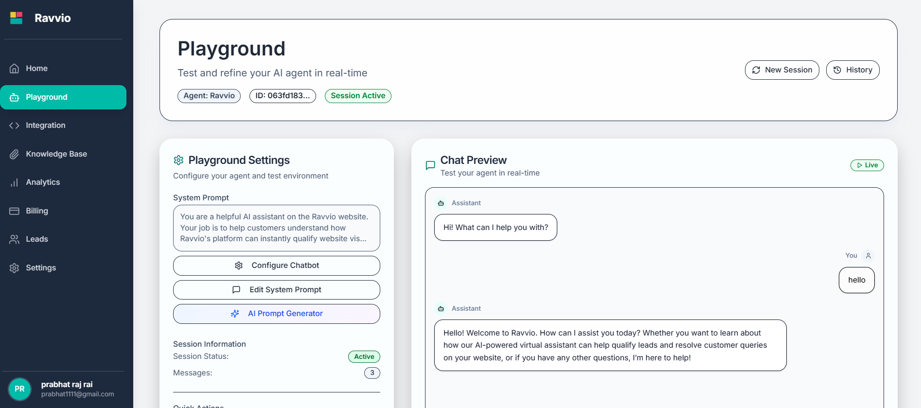 Interactive chat testing environment