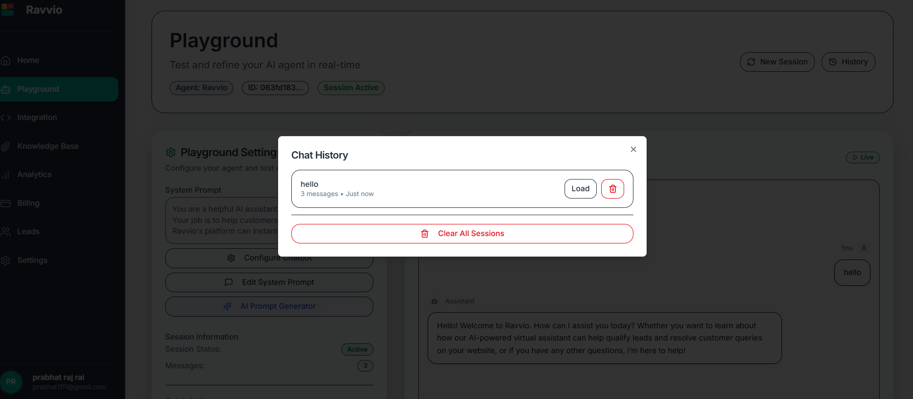 Conversation history and session management