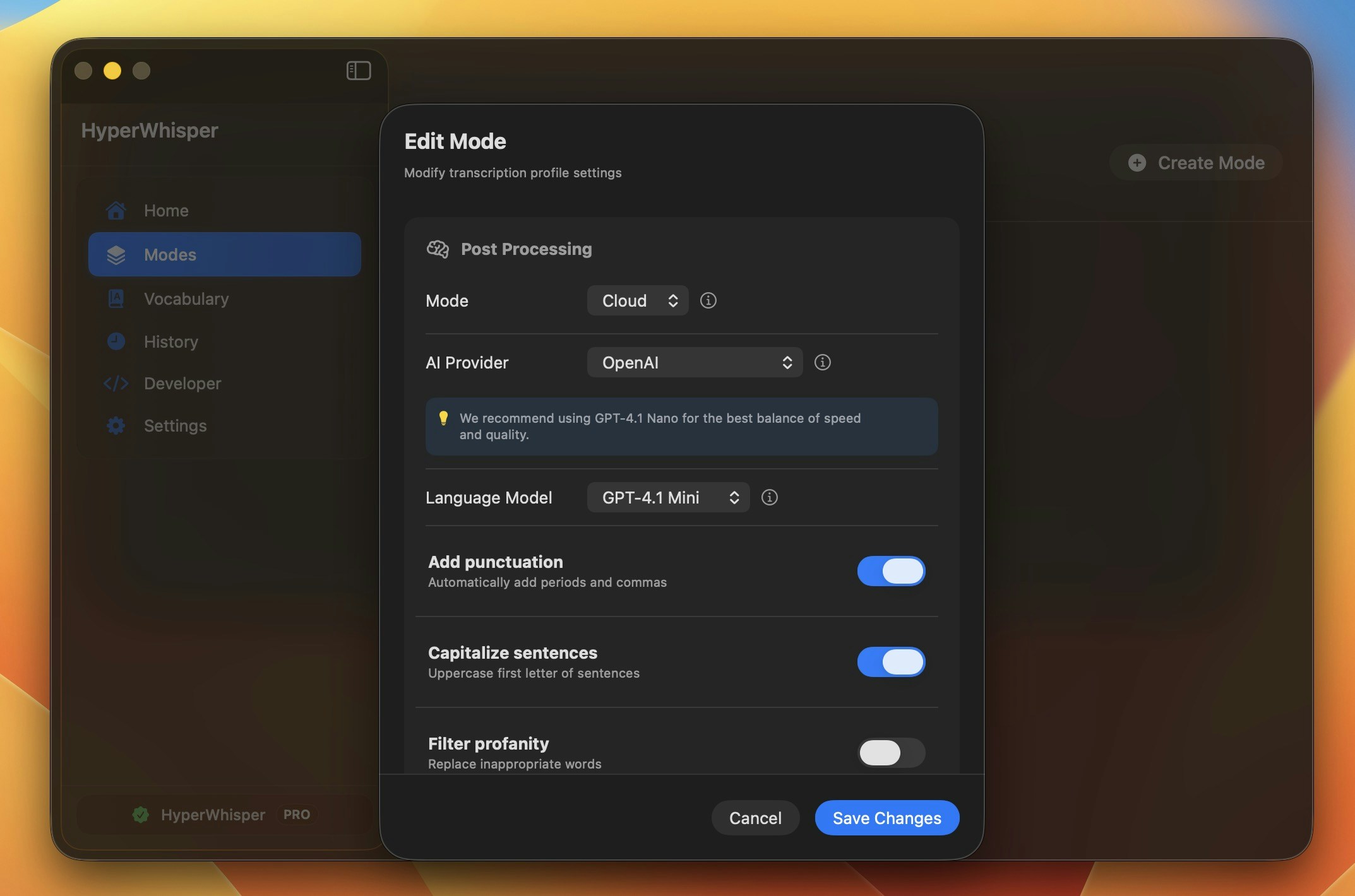Post-processing options