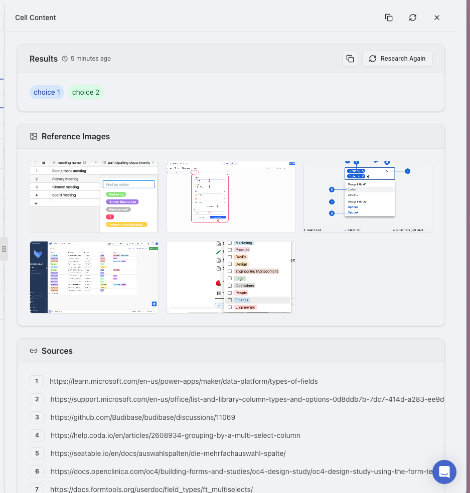 Multi Select Column Sidebar View