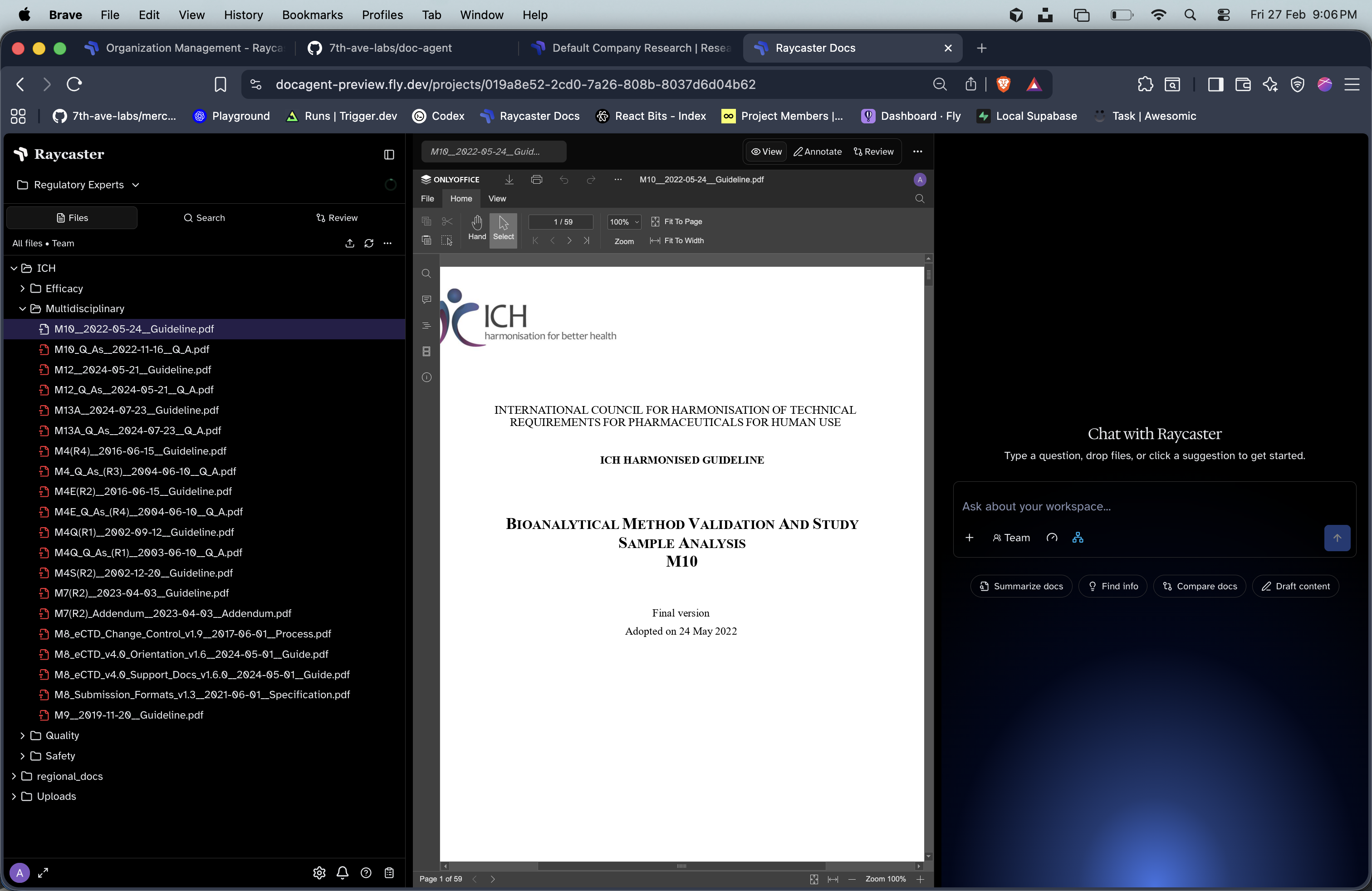 Document viewer showing a PDF with OnlyOffice