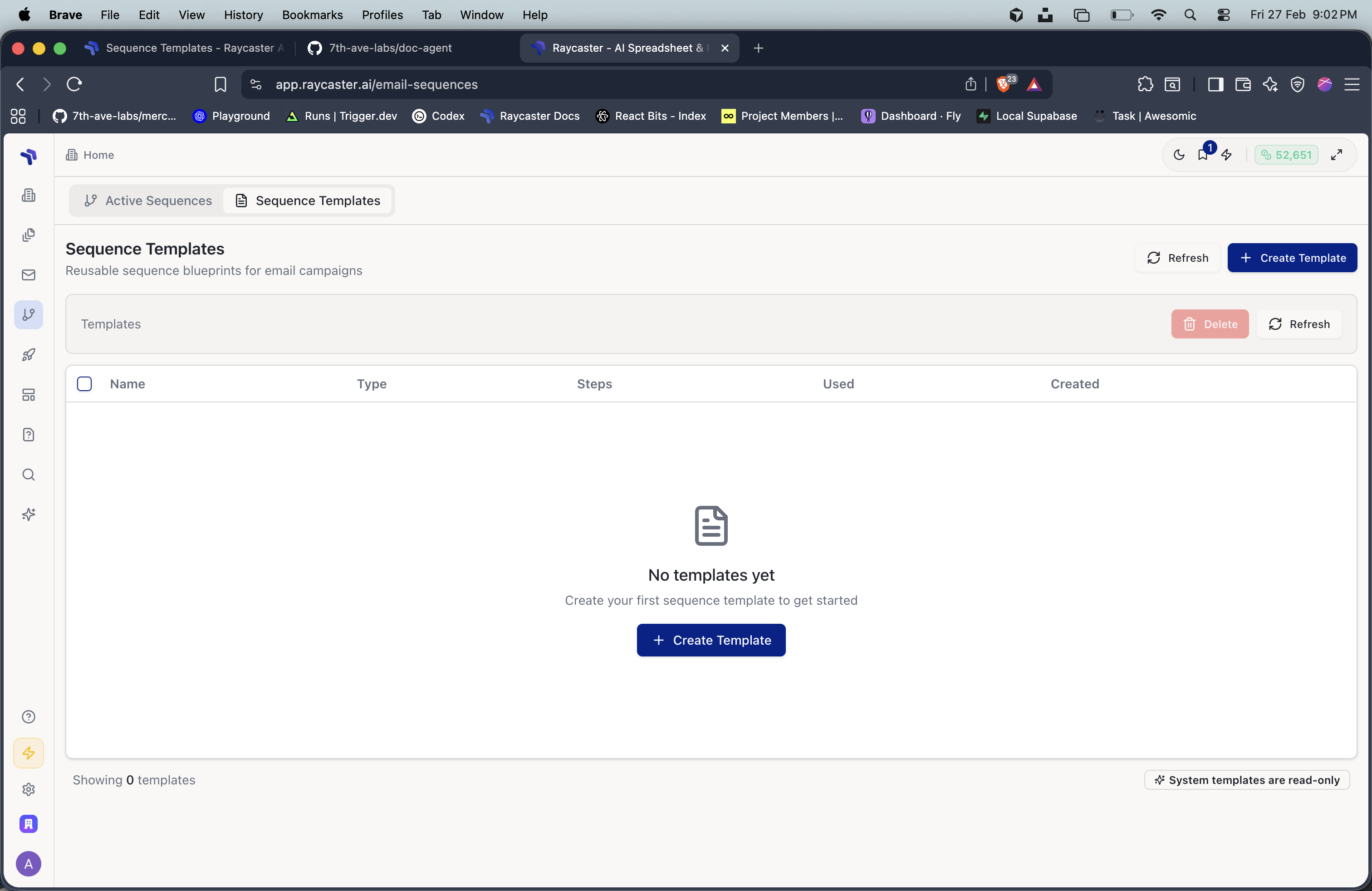 Sequence Templates page