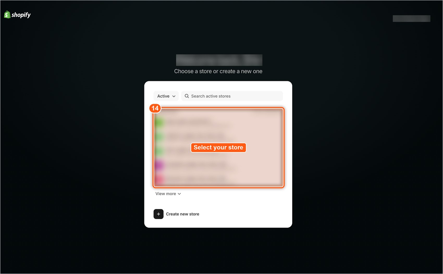 choose a store page on shopify