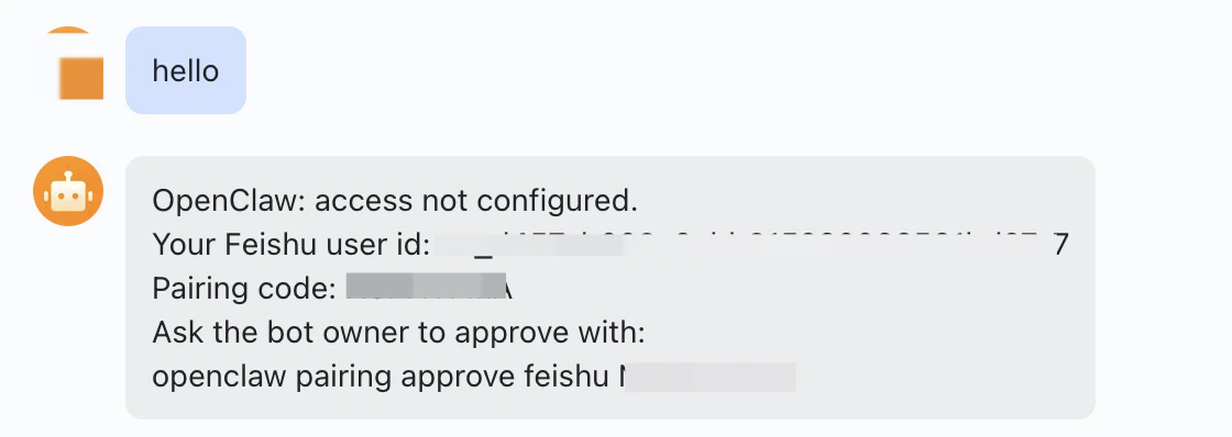 Feishu pairing in Web Chat