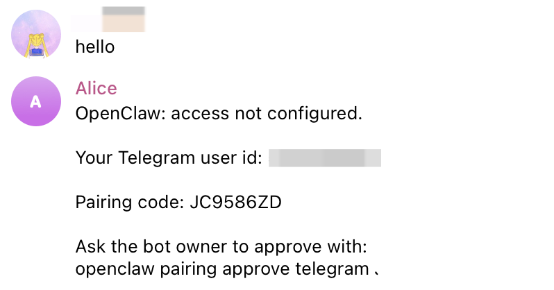 Telegram pairing in Web Chat