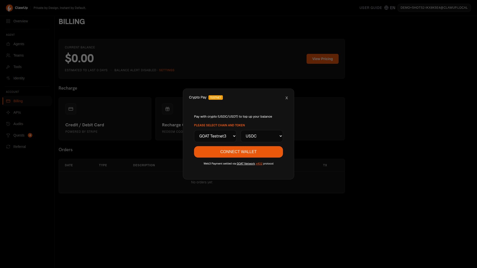 Crypto Pay modal