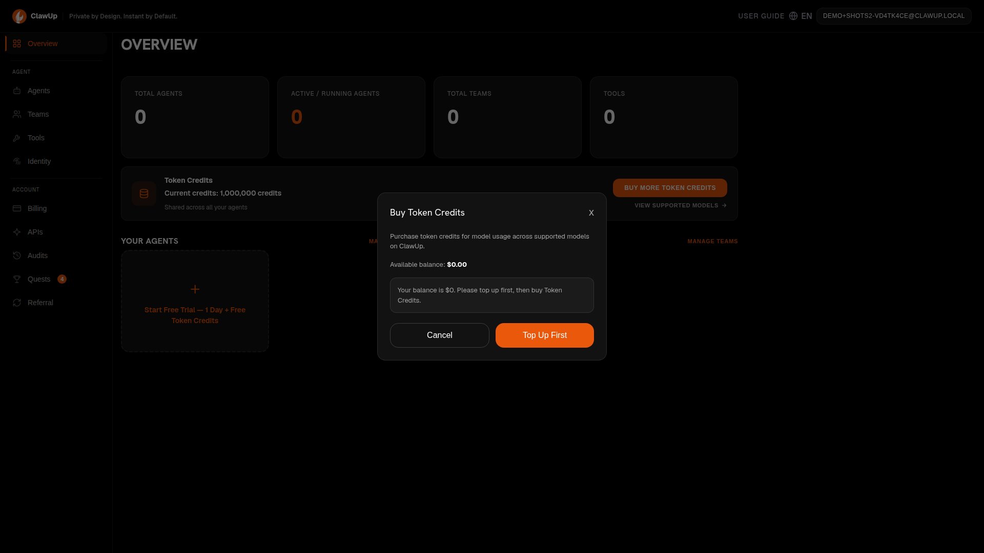 Buy Token Credits modal