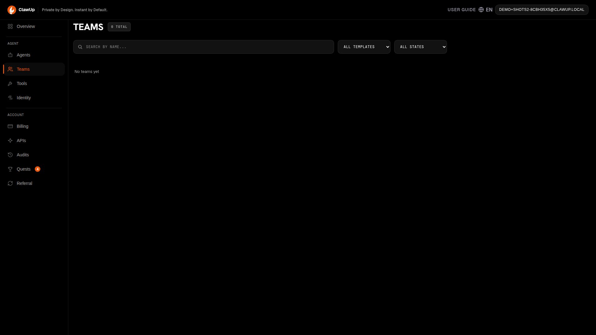 Teams list page