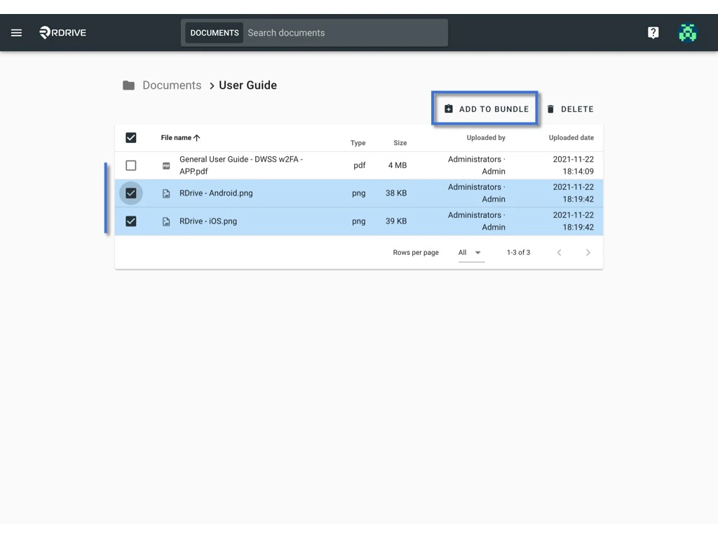 Manager documents in the Bundle.