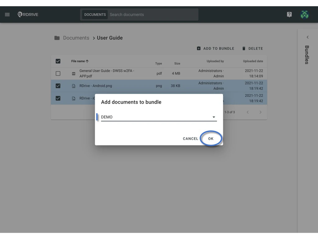 Manager documents in the Bundle.