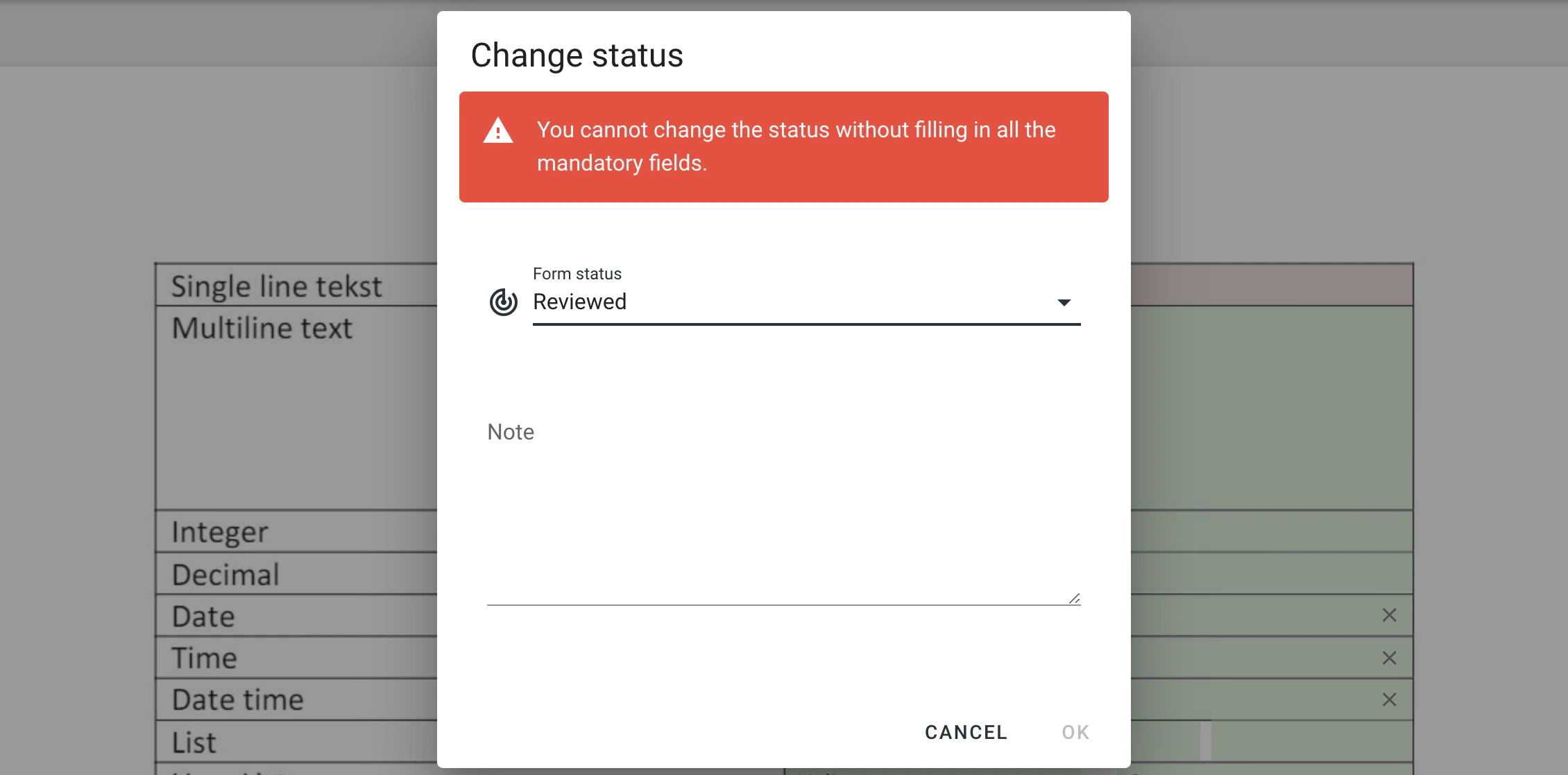 When a field is 'Mandatory' in a form, will it force the user to fill it in before closing the form?