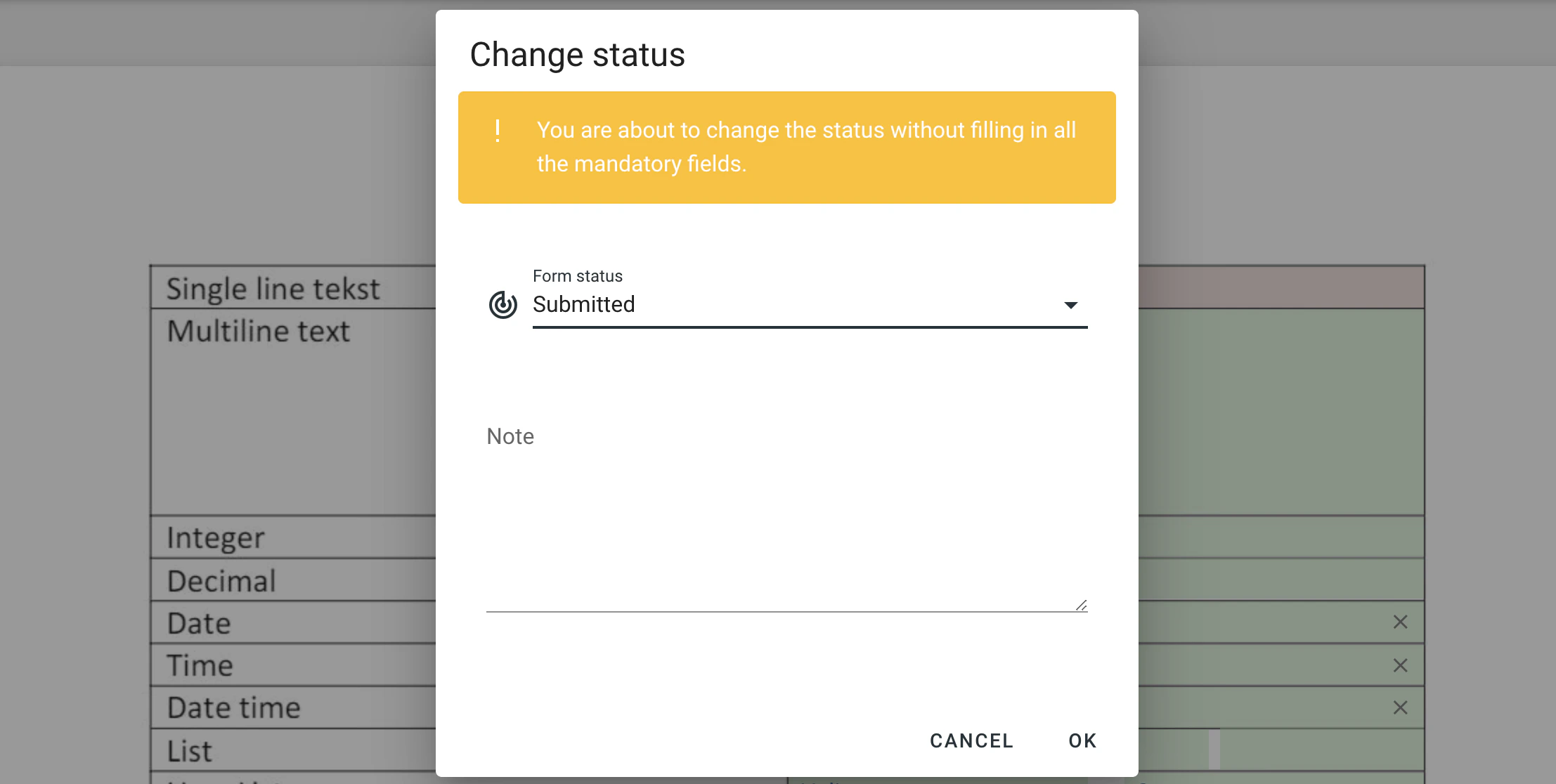 When a field is 'Mandatory' in a form, will it force the user to fill it in before closing the form?
