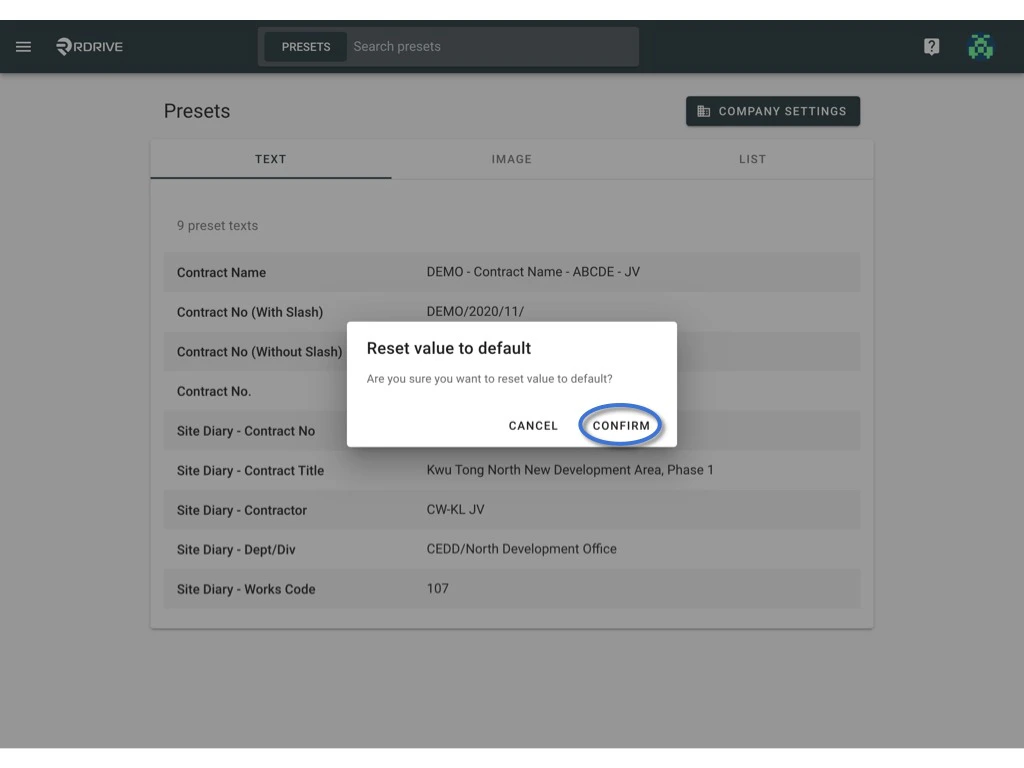 How to edit a preset text?