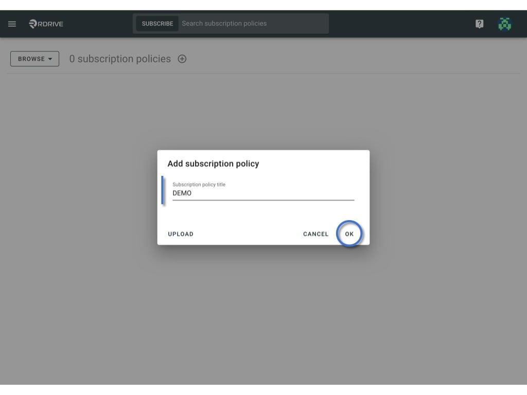 How to add a Subscription Policy?