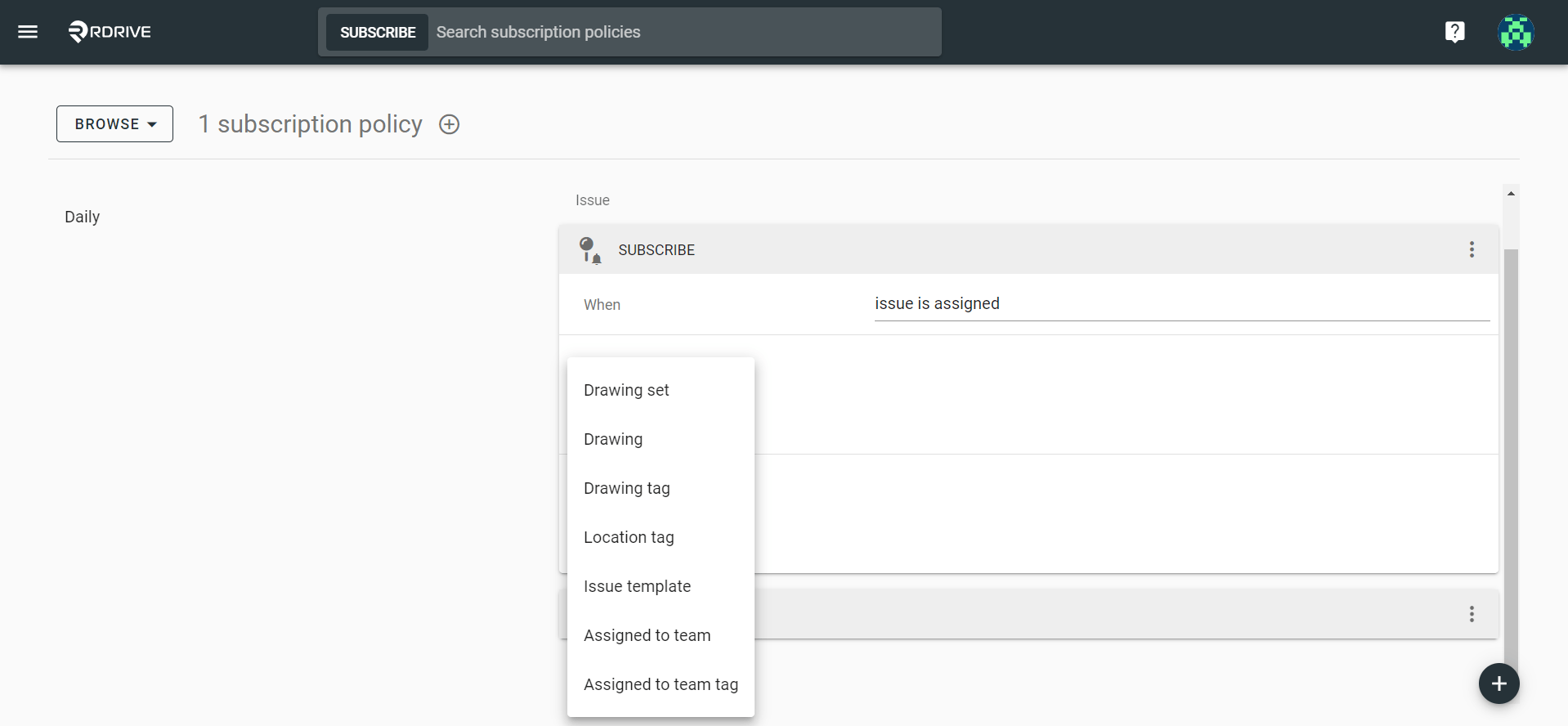 How to add a Subscription Policy?