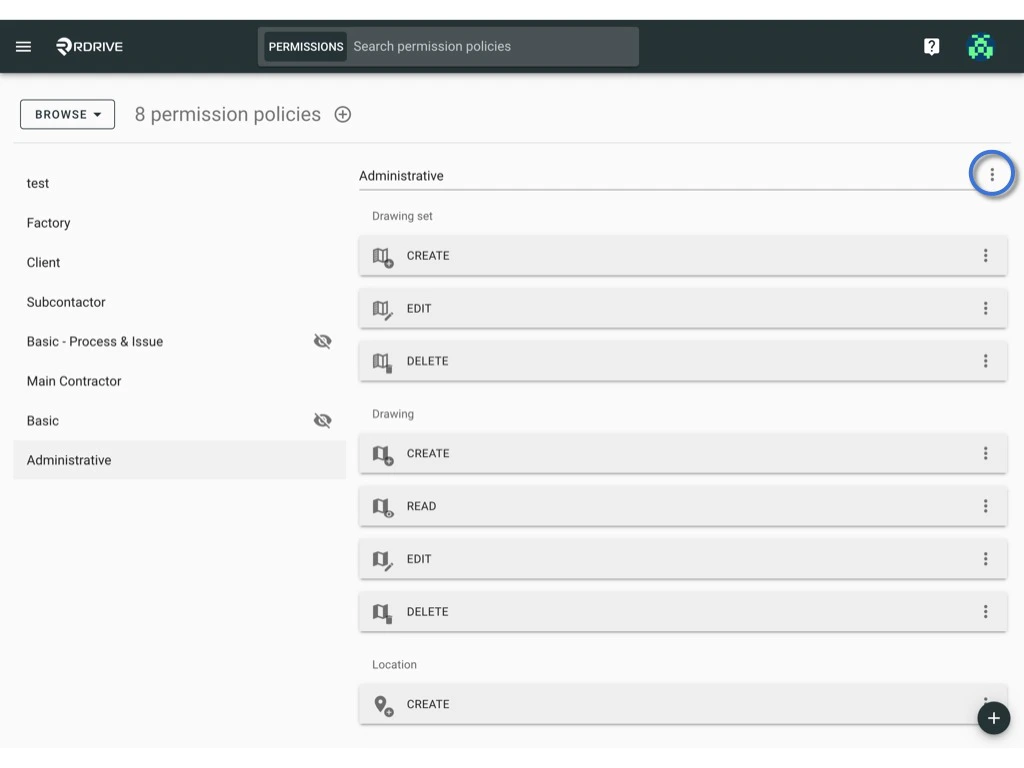 Manage the permission policy