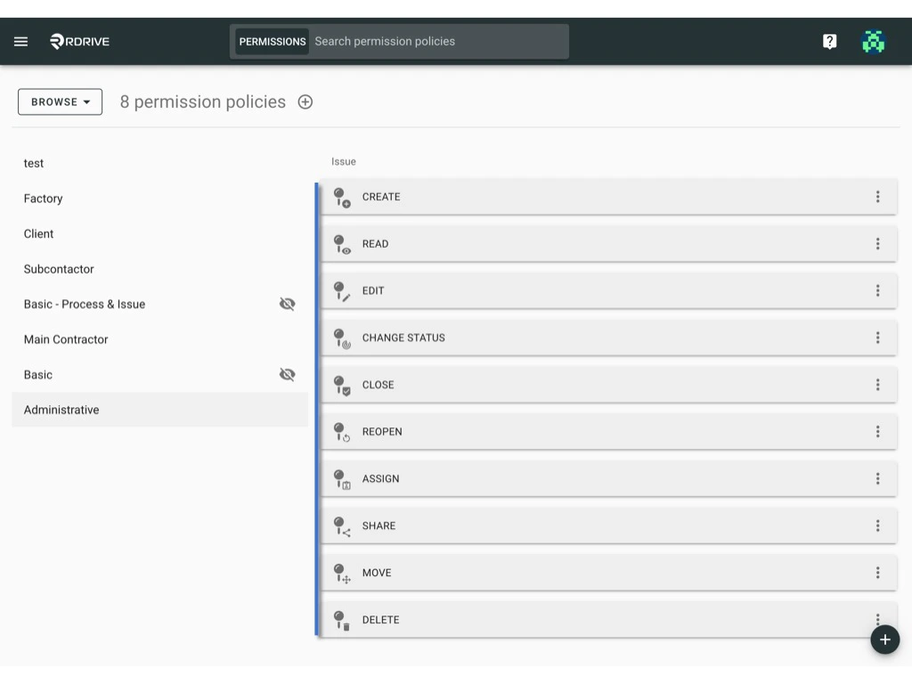 Manage the permission policy