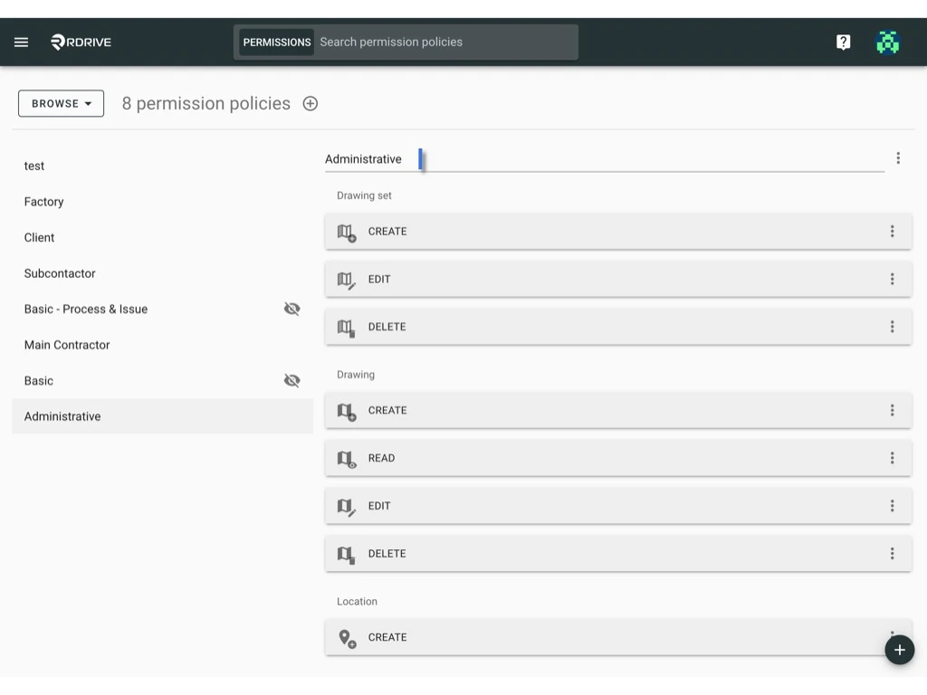 Manage the permission policy
