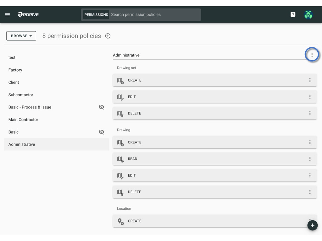 Manage the permission policy