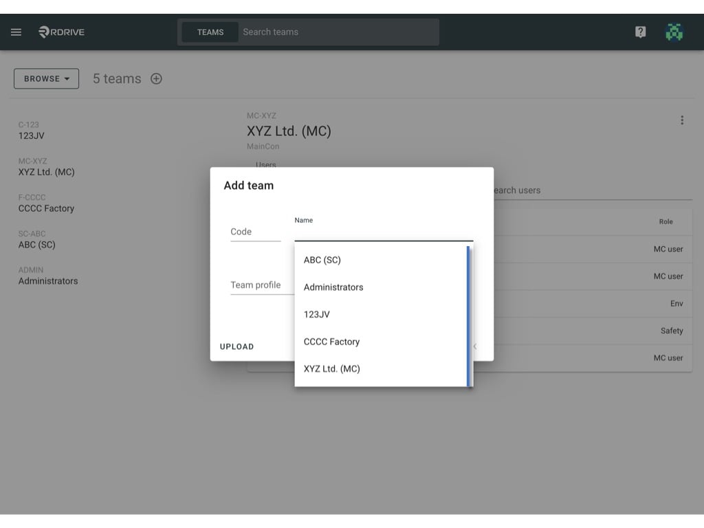How to add team to project?