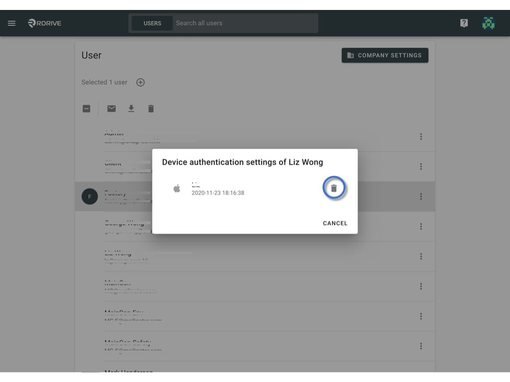 How can I reset the authenticated device for others?
