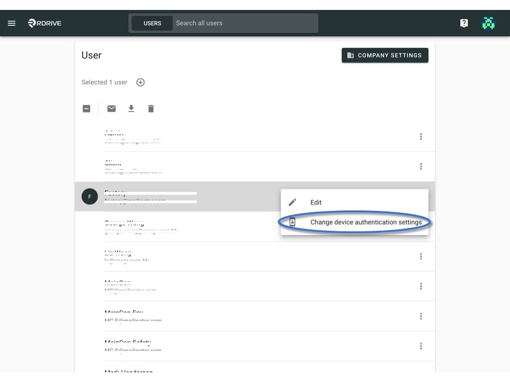 How can I reset the authenticated device for others?