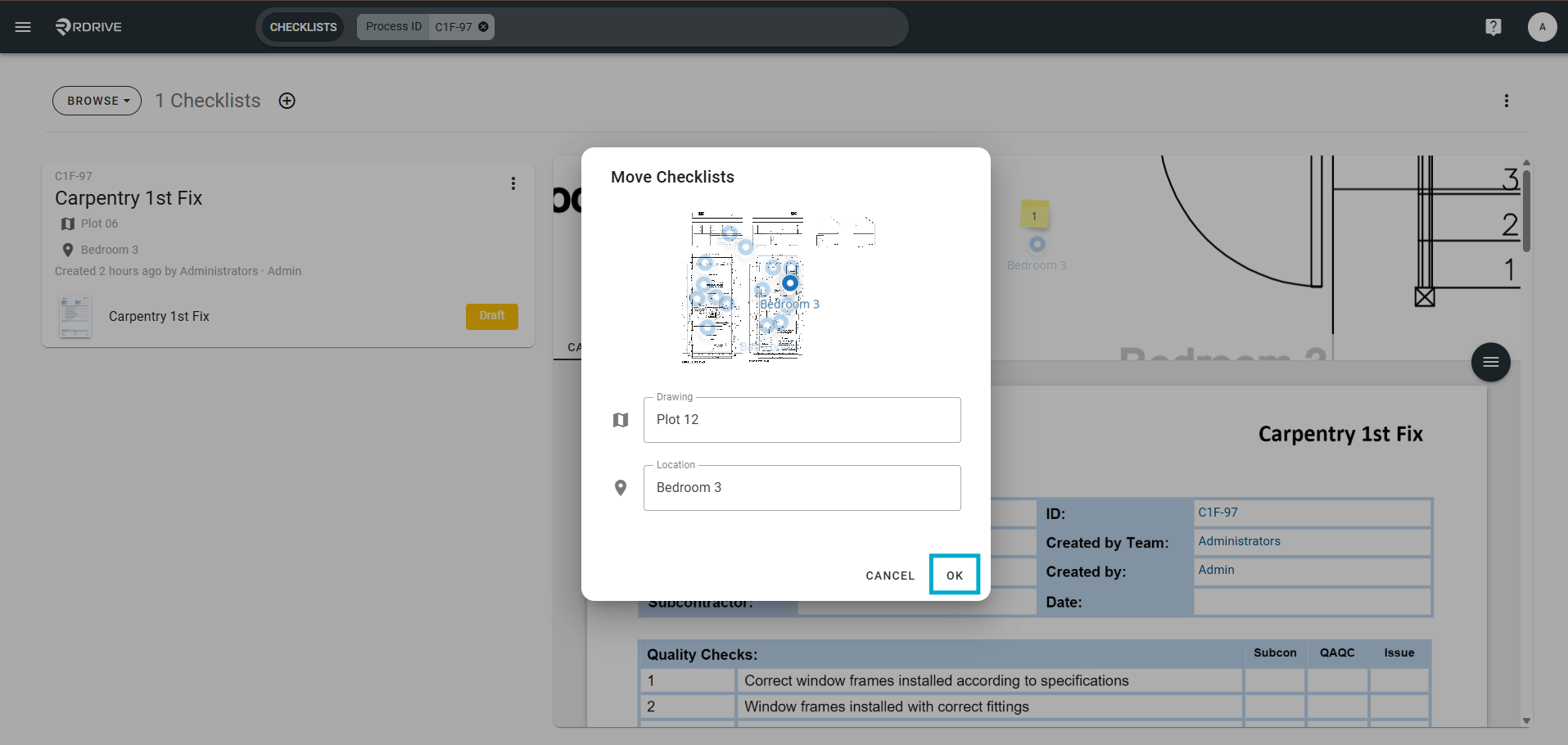 Can I change the location of a Process?