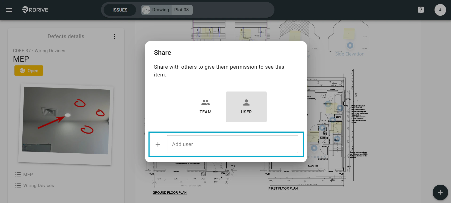 How do I share an issue/defect/record?