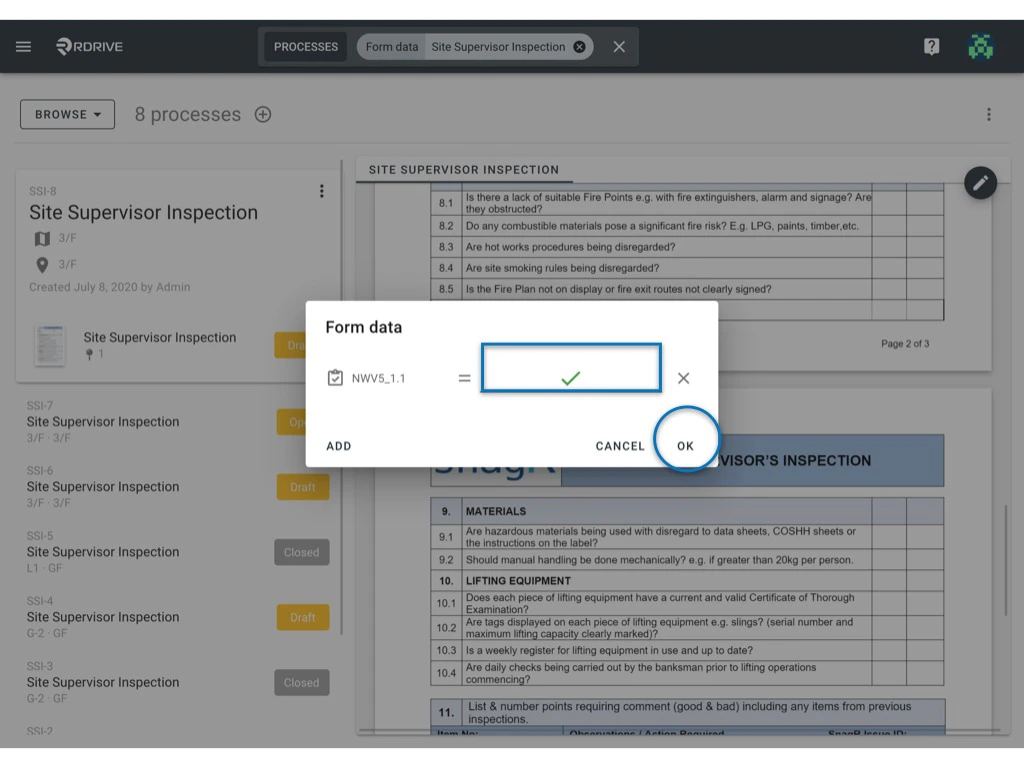 Can I search for a Process/Checklist form by its content?