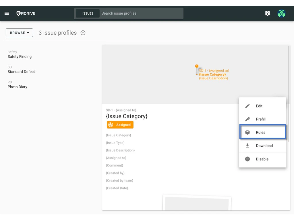 Assignment rule - Issue profile