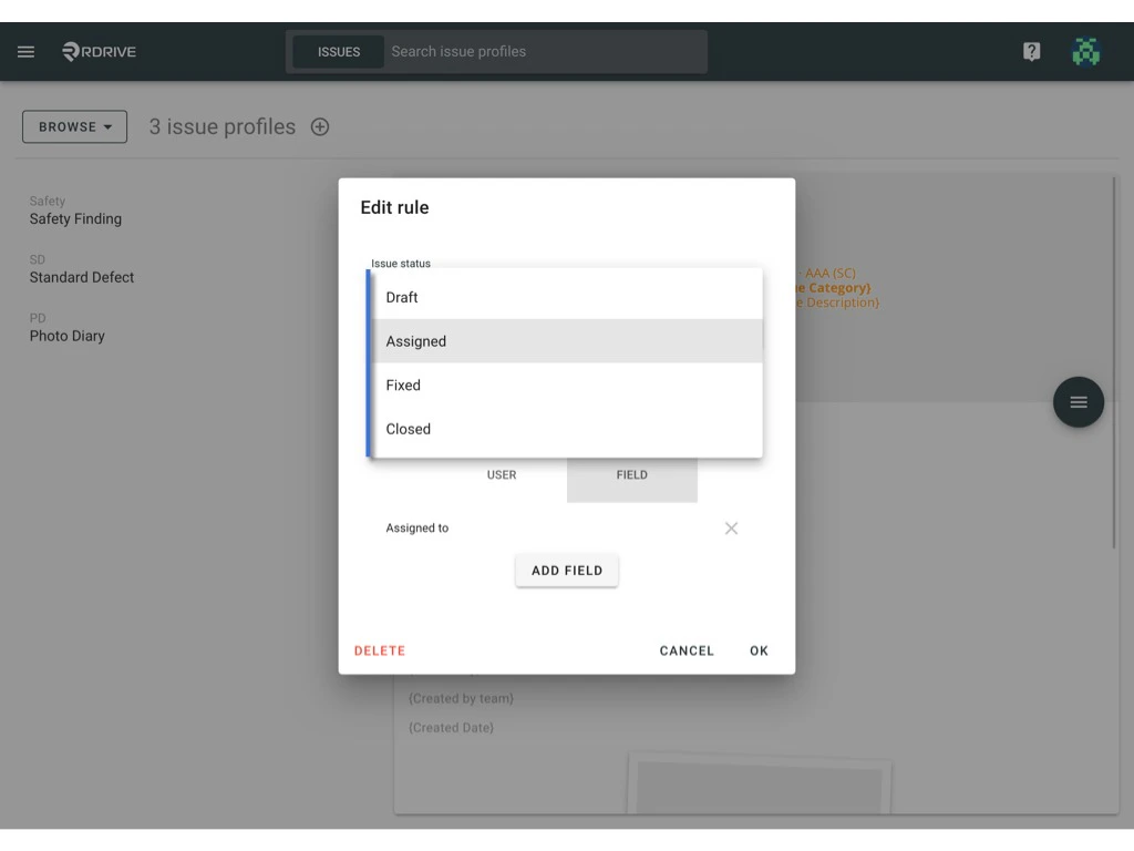 Assignment rule - Issue profile
