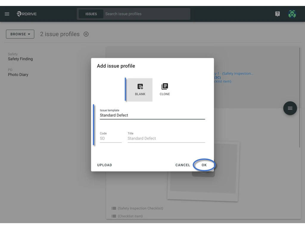 Add a new Issue Profile