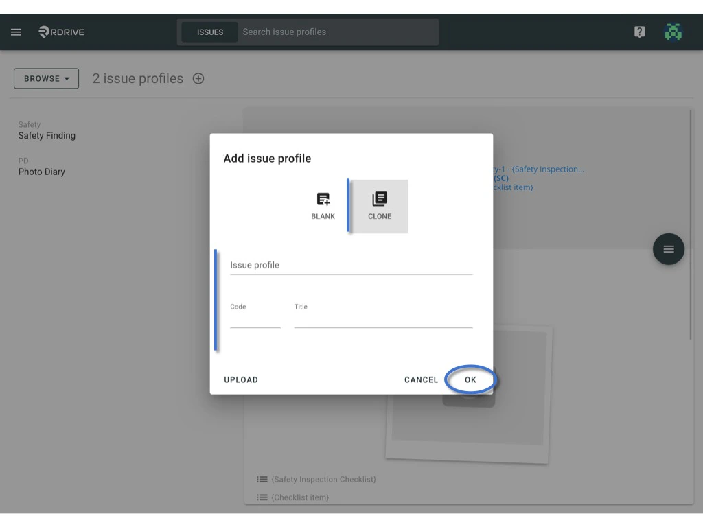 Add a new Issue Profile