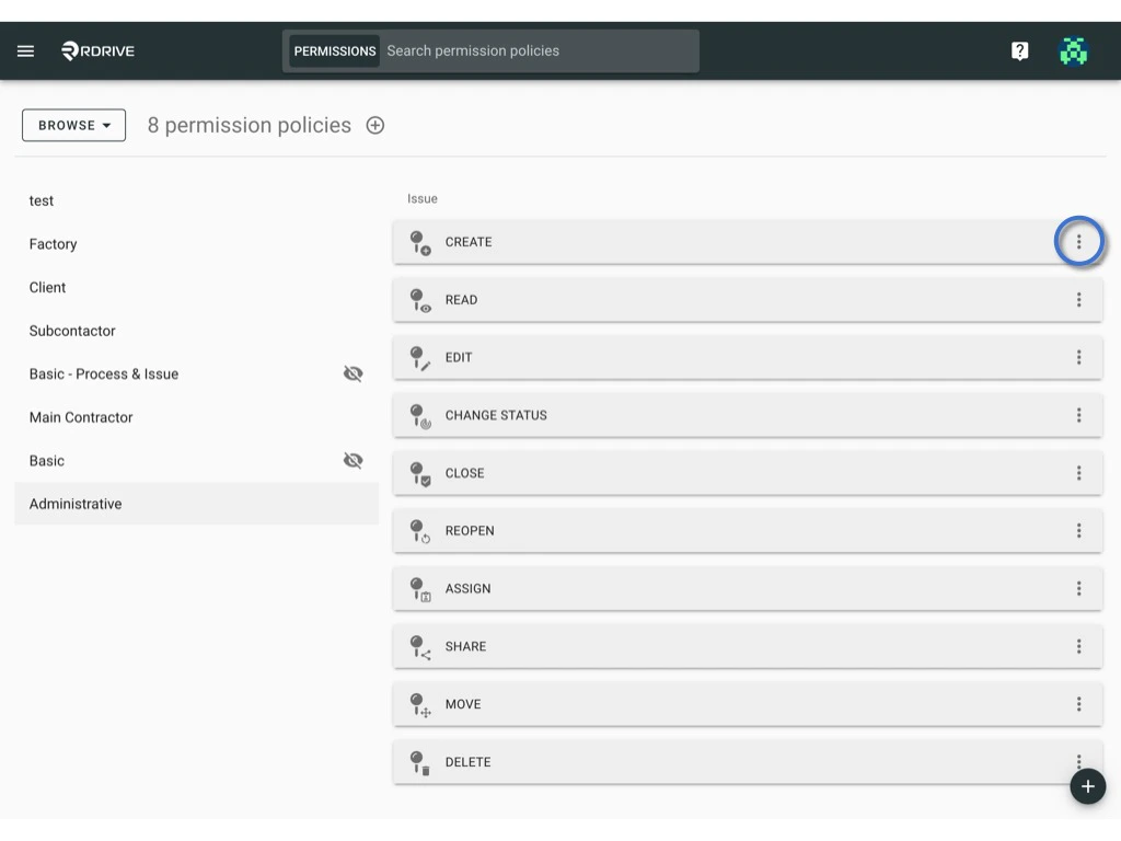Manage the permission policy