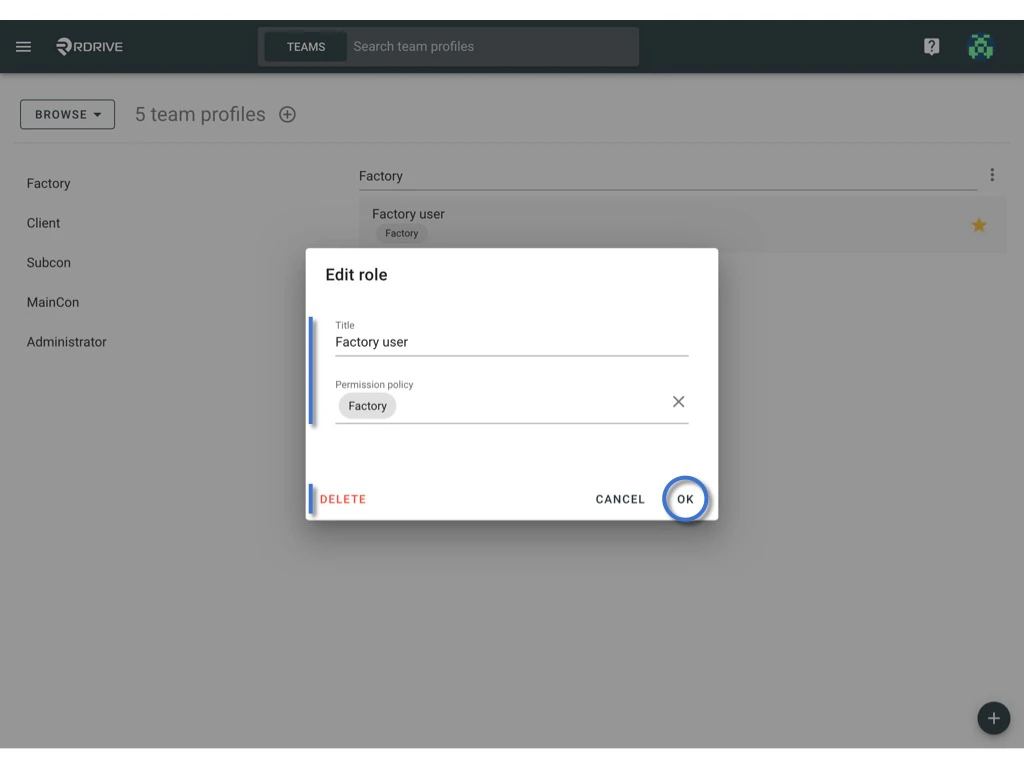 Manage the Team profile